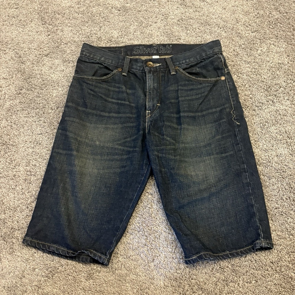 Levi's Silver Tab Worker Jean Shorts Jorts Men's 31x14 Skater Blue Denim Shorts
